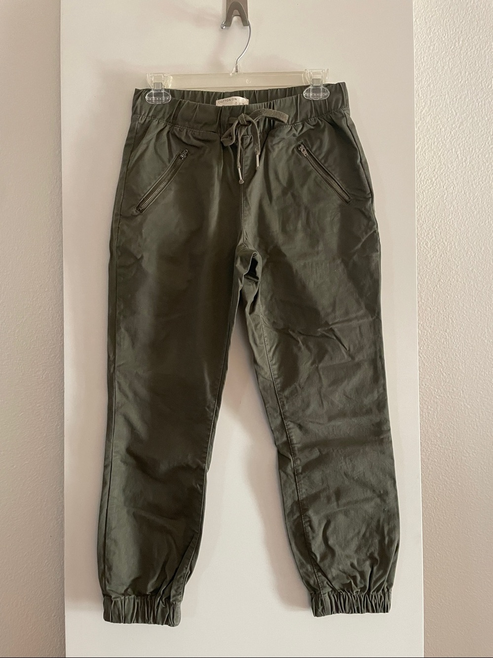Cotton On- Pull On Mid Rise Khaki Joggers Pants Elastic Waist & Ankle